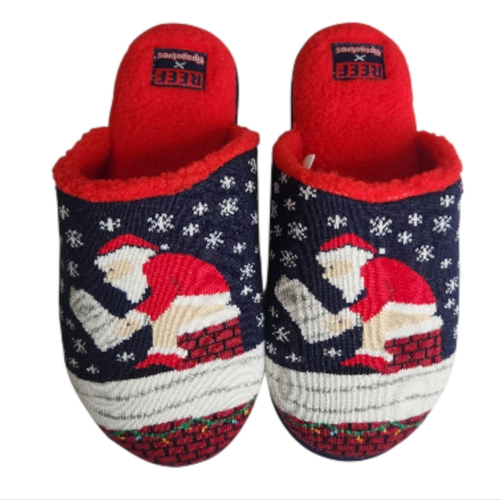 New Reef X Tipsy elves Santa Log Christmas Slippers size 9